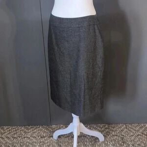 Ann Taylor Wool Cashmere Blend Dark Brown Herringbone Skirt